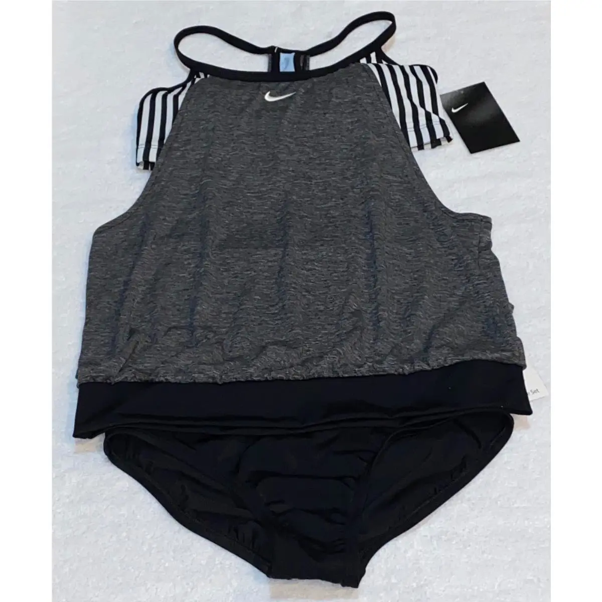 Nike clothing - NIKE Layered Heather Tankini 2 Pc Swim Suit - NESSA397 - Gray 1