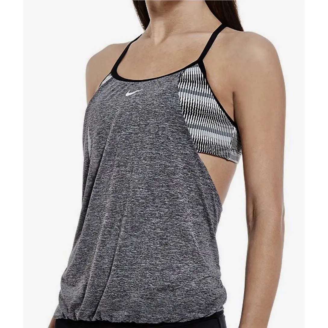 Nike clothing - NIKE Layered Heather Tankini 2 Pc Swim Suit - NESSA397 - Gray 9