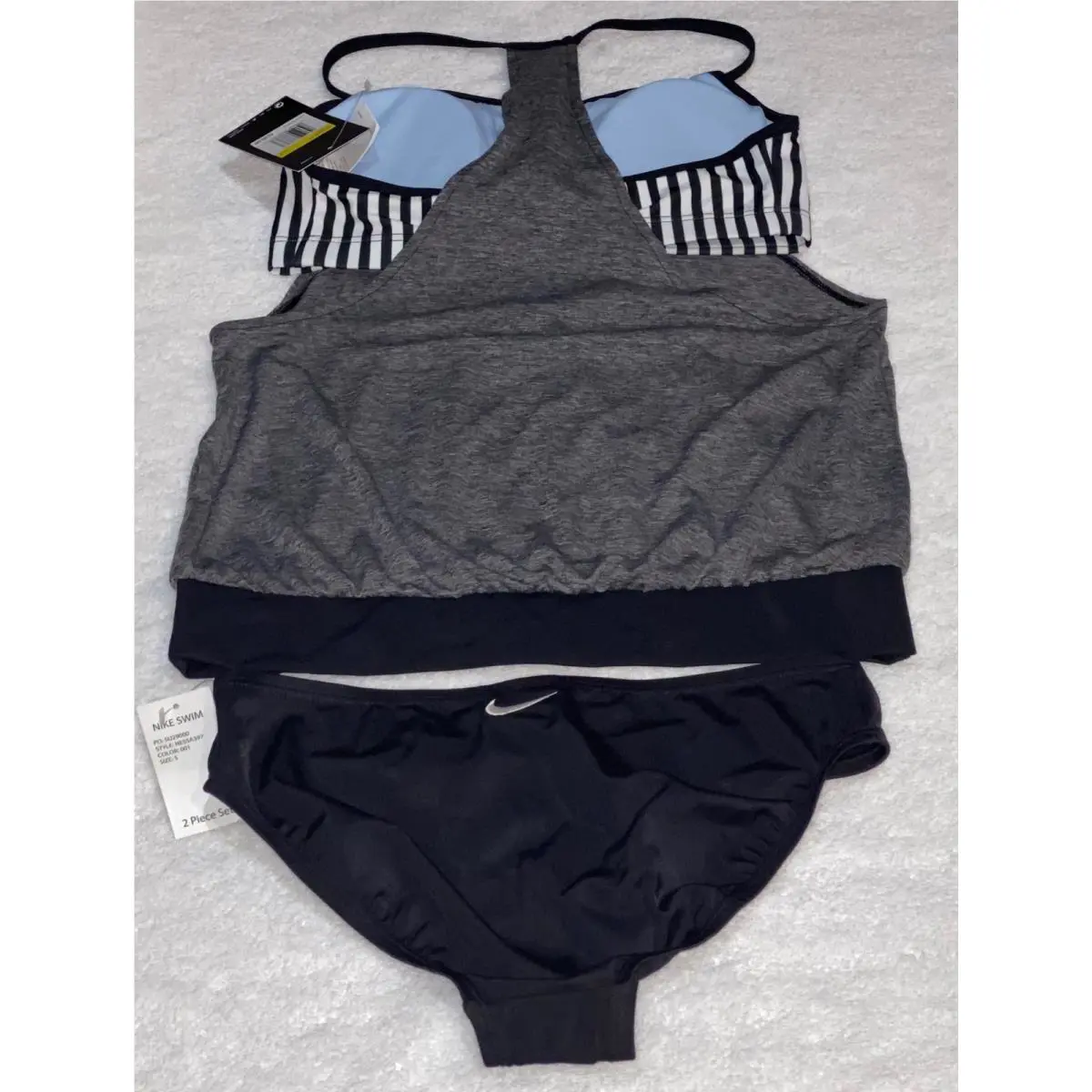 Nike clothing - NIKE Layered Heather Tankini 2 Pc Swim Suit - NESSA397 - Gray 15