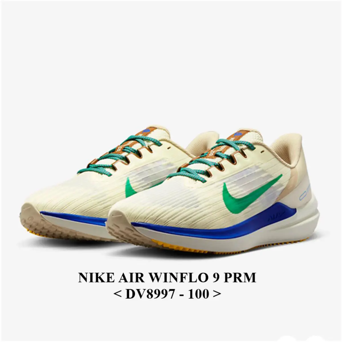 Nike shoes - Nike Air Winflo 9 PRM - DV8997-100 - Coconut Milk/Sand Drift/Racer Blue/Stadium Green 9