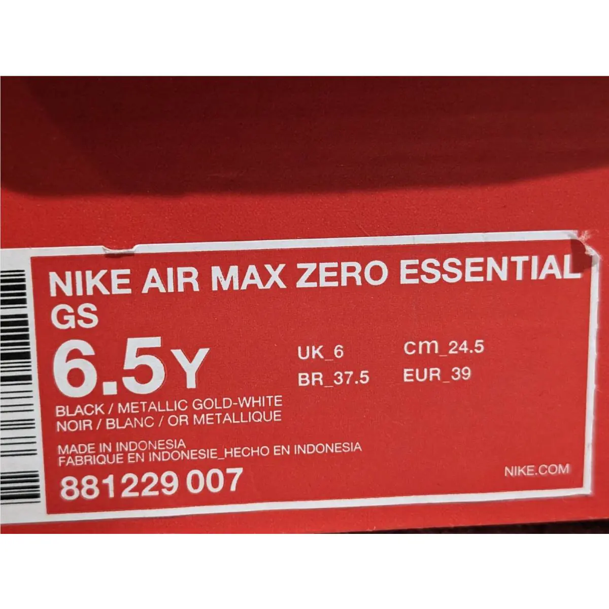 Nike shoes - Nike Air Max Zero Essential - 881229-007 881229 - Black/Gold/White 16
