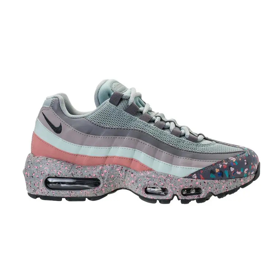 Nike Womens Air Max 95 SE Confetti Sneaker Shoes Light Pumice 918413 002 - Gray