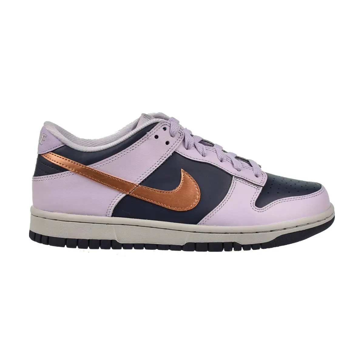 Nike Dunk Low SE GS Big Kids` Shoes Copper Swoosh-navy Purple DX1663-400 - Copper Swoosh-Navy Purple
