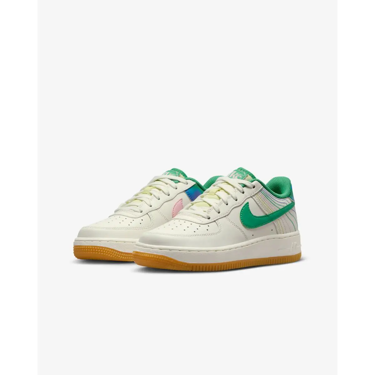 Nike shoes - Nike Air Force 1 LV8 3 - FJ7540-100 - Sail/Medium Soft Pink/Blue Joy/Stadium Green 11