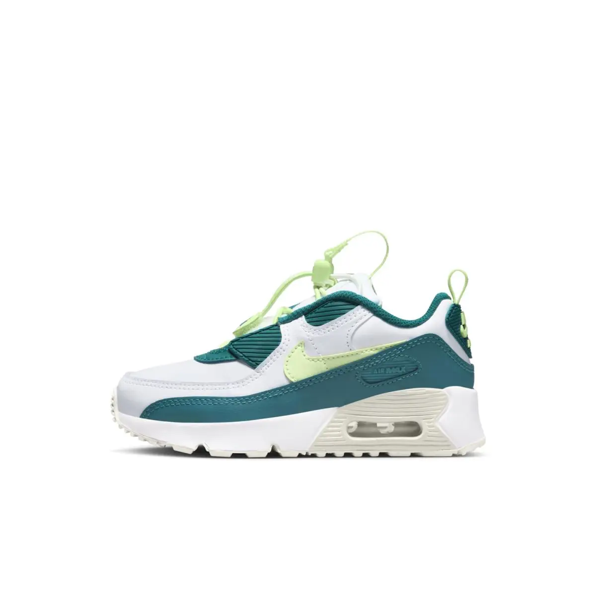 CV0064-124 Preschool Nike Air Max 90 Toggle PS - White/Bright Spruce/Phantom/Barely Volt