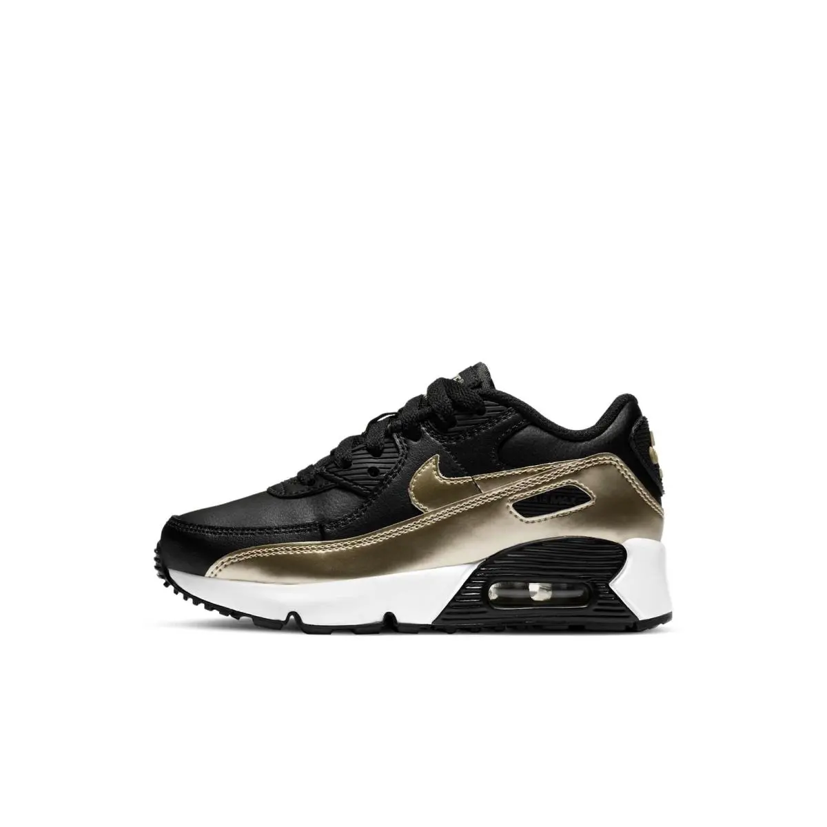CD6867-008 Preschool Nike Air Max 90 Ltr - Black/Mtlc Gold Star-Black-White