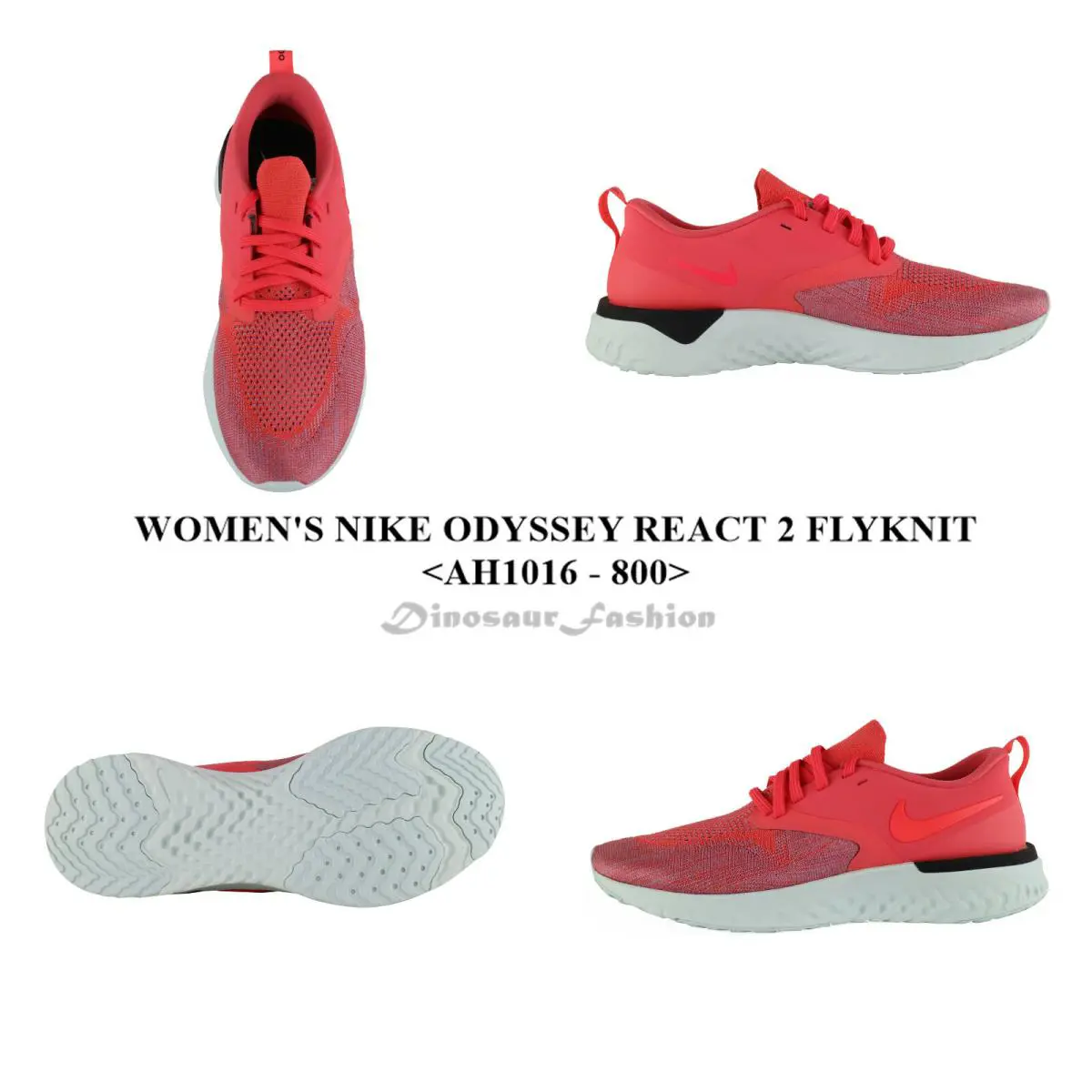 Women`s Nike Odyssey React 2 Flyknit AH1016 - 800 Running/casual Shoe.n - Red