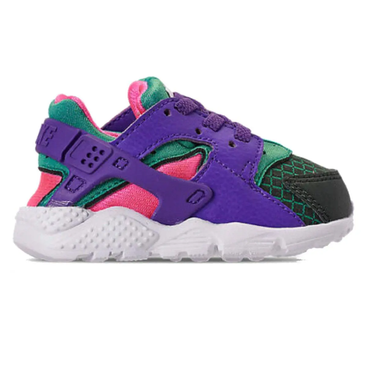 Nike Huarache Run Now TD Toddler`s Sneaker - Outdoor Green/Hyper Grape