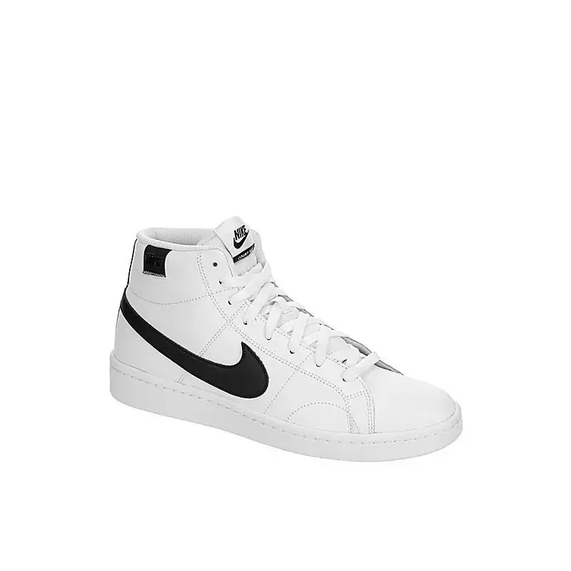 Nike Court Royale 2 Mid Top Men`s Sneakers Casual Retro 80`s Shoes - Black, Manufacturer: White/Black Logo