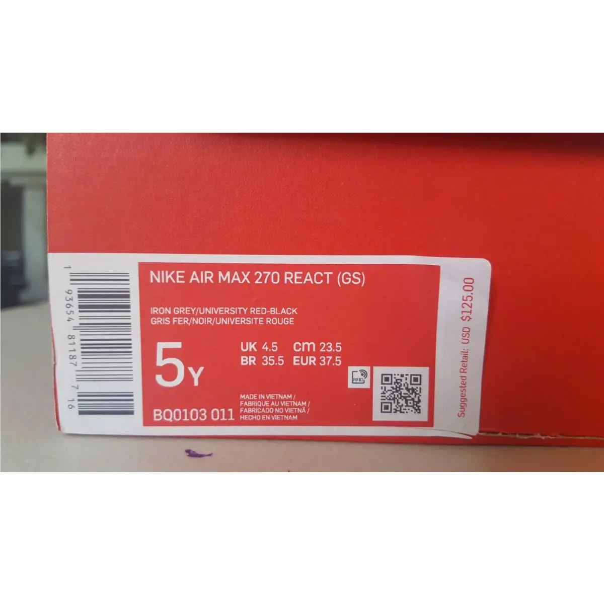 Nike shoes - Nike Air Max 270 React - BQ0103 011 - Iron Grey Red Black 14
