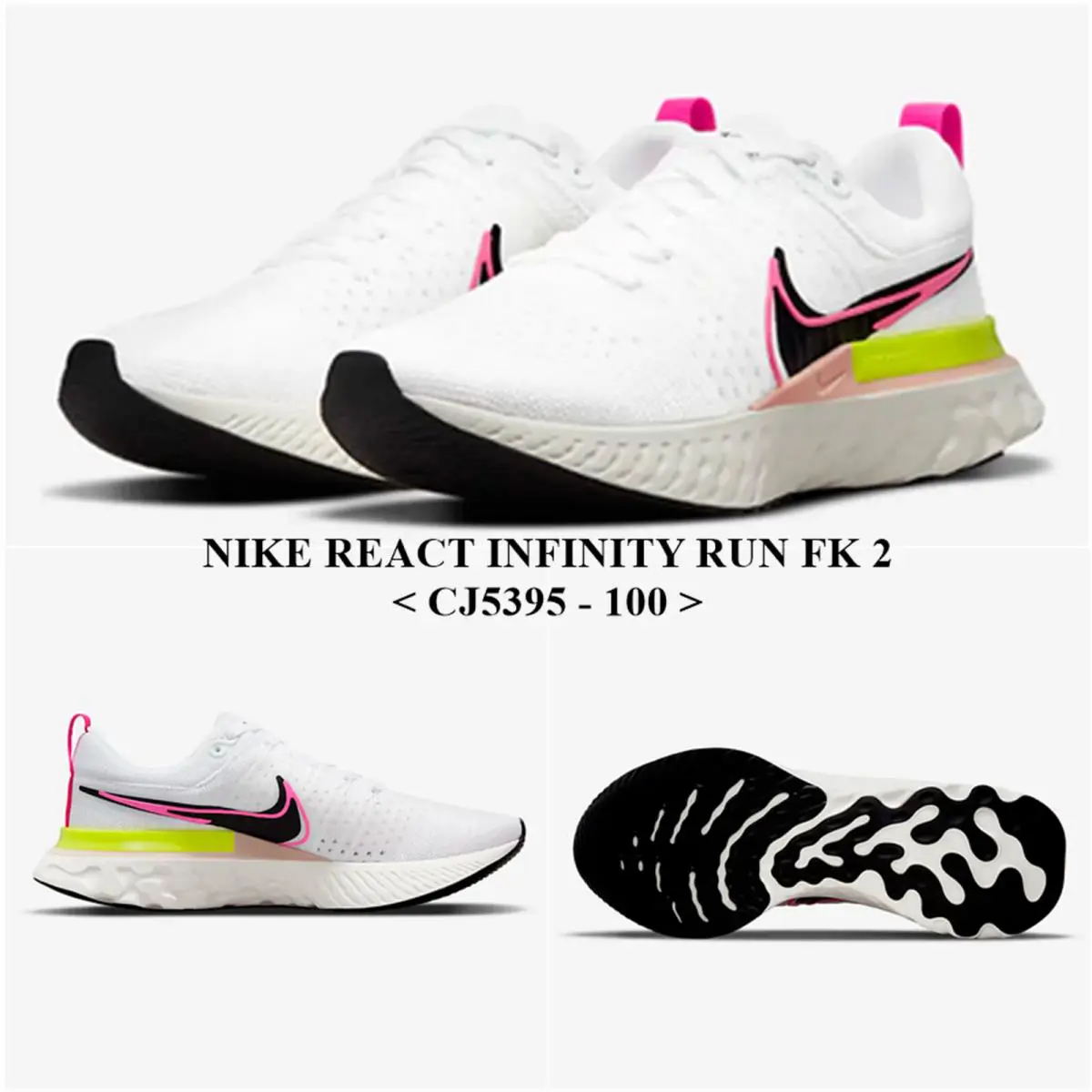 Nike React Infinity Run FK 2 CJ5395-100 Men`s Shoes with Box-no Lid - White