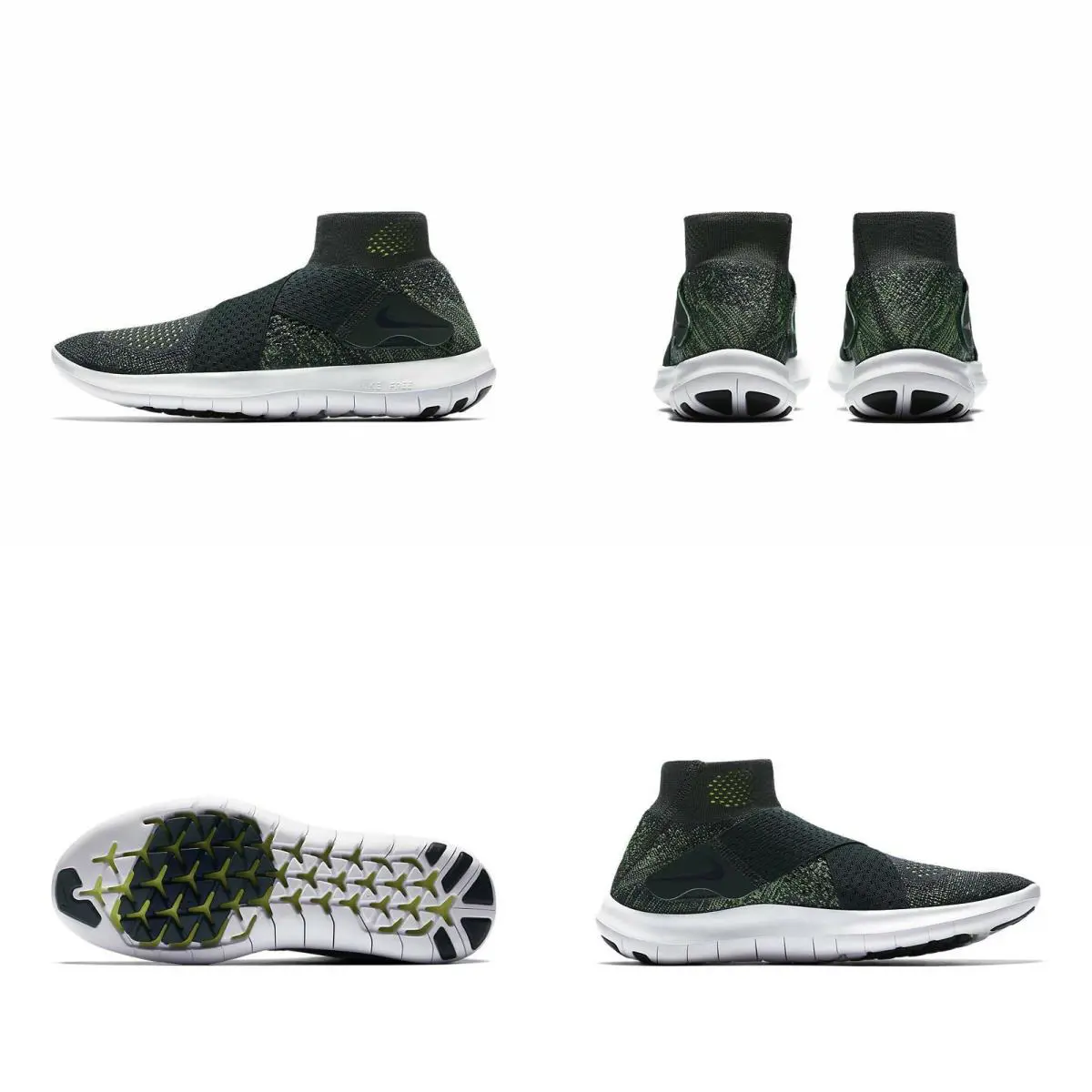 W Nike Free RN Motion FK 2017 880846 - 301 Women`s Running Shoes - VINTAGE GREEN/VOLT-OBSIDIAN