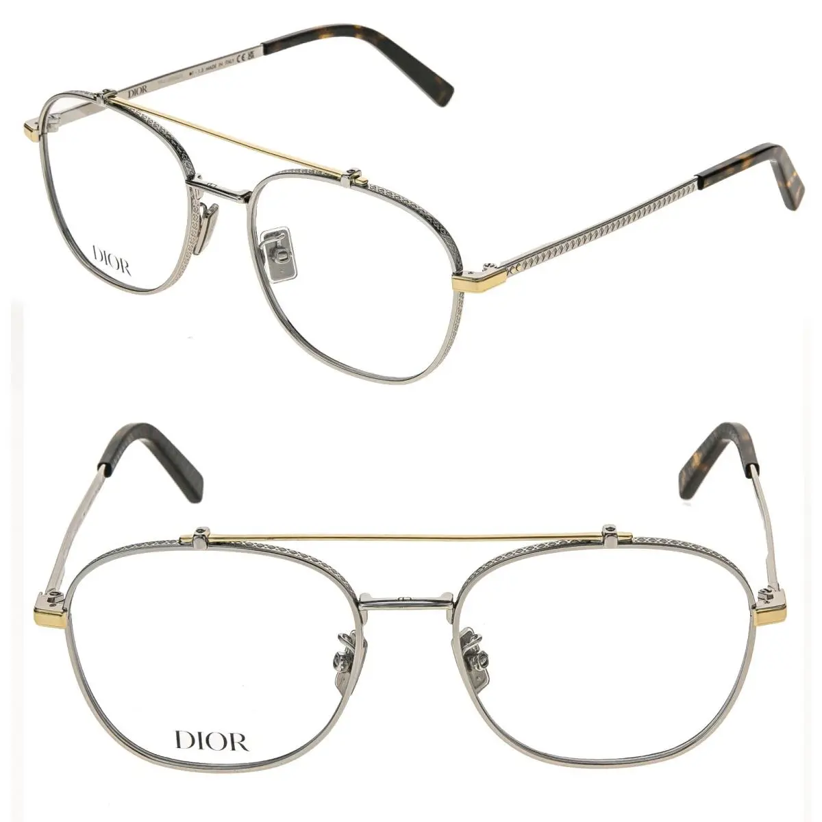 Christian Dior CD Diamondo R2U Gold Silver Metal Eyeglass 54mm DM50086U Diamond