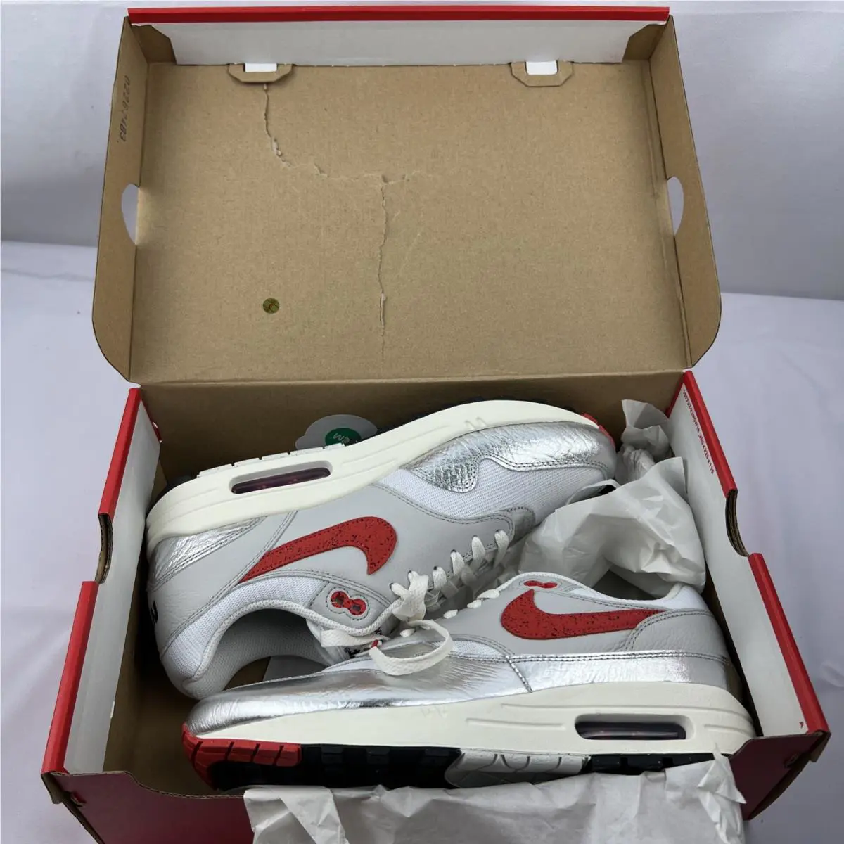 Nike shoes - Nike Air Max 1 - Air Max - HF7746-100 - Silver, Manufacturer: White/Chile Red (UPC: 197595563710) 0