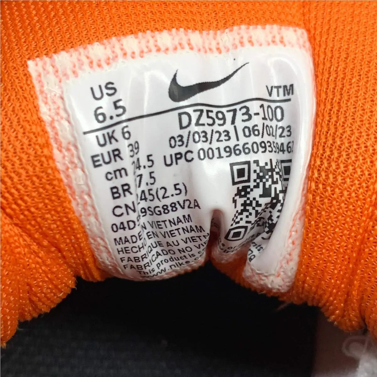 Nike shoes - DZ5973100 - DZ5973-100 - White, Brilliant Orange and Black (UPC: 196609359509) 12