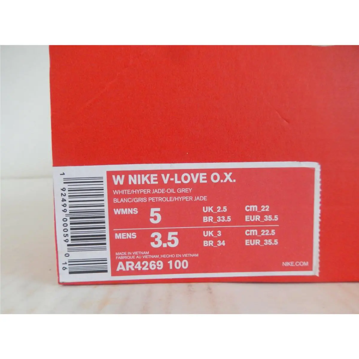 Nike shoes - Nike V-Love OX - AR4269 100 - White (UPC: 192499000620) 3