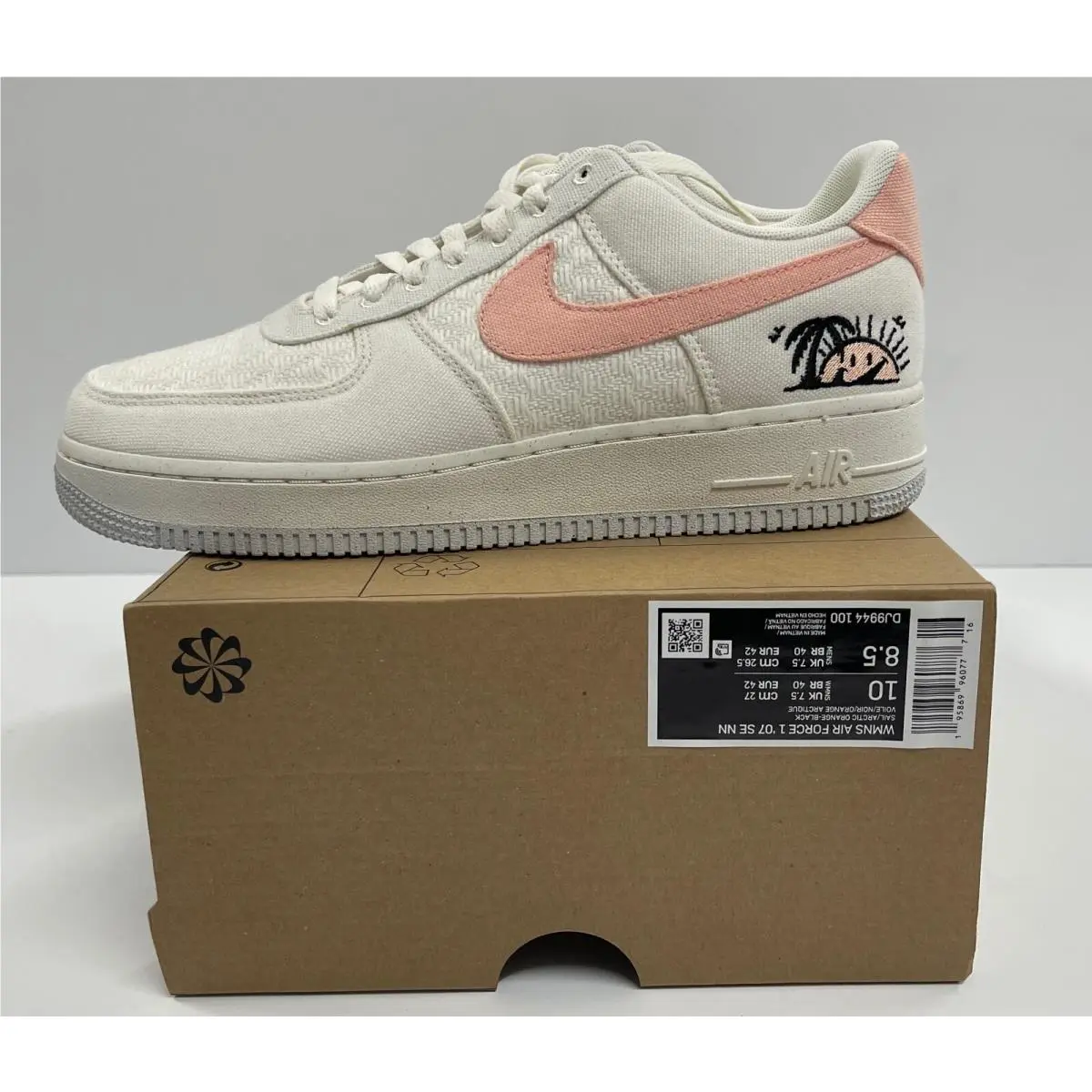 Women`s  Air Force 1 `07 SE NN Sun Club Sail Orange Size 10 DJ9944-100 by Nike