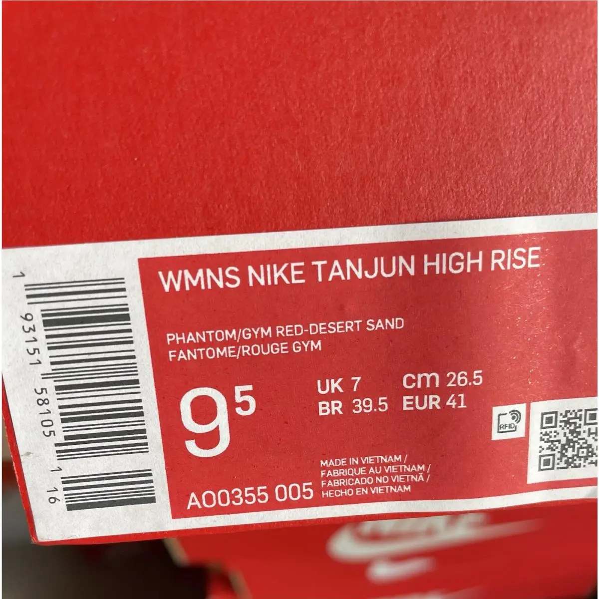 Nike shoes - Tanjun High Rise - Tanjun High Rise - AO0355-005 - Phantom/Gym Red/Desert Sand (UPC: 0193151581051) 9