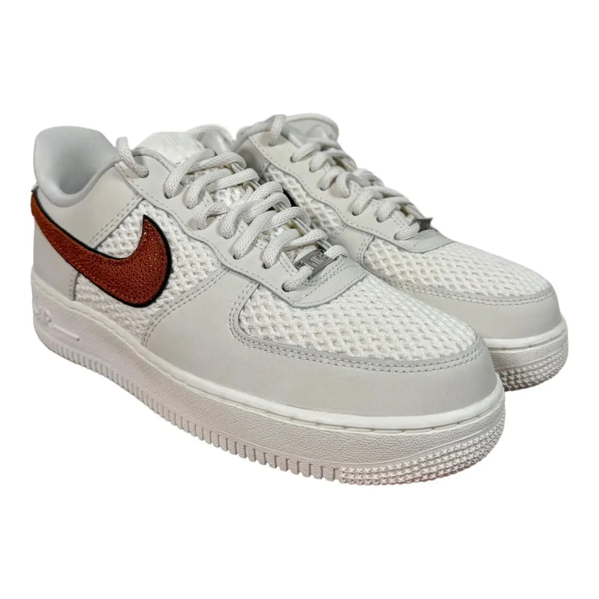Size 7.5 Nike Air Force 1 `07 Low Basketball Swoosh Sail White DZ5228-100 Womens - White