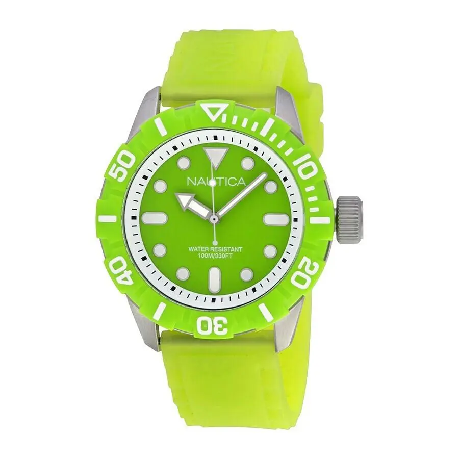 Nautica South Beach Green Dial Jelly Men`s Watch Rubber Silicone Strap N09605G