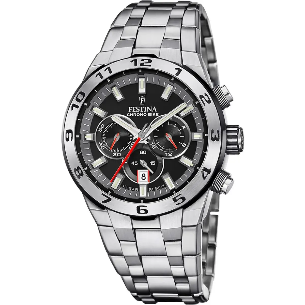 Chrono Bike Stainless Steel Black Dial Quartz Men`s Watch F20670-6 by Festina