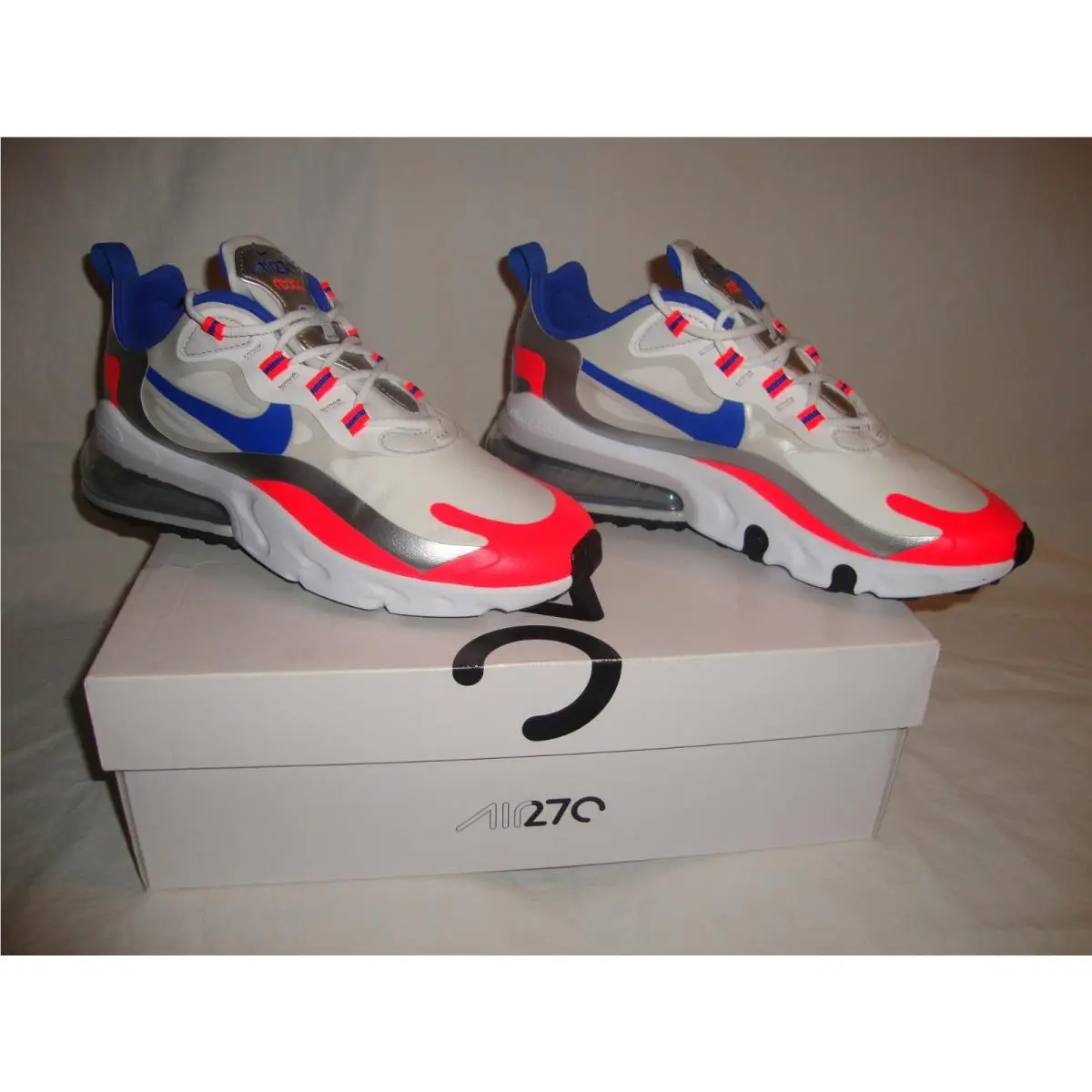 Women CW3094-100 Nike Air Max 270 React Shoe Sneakers Size 7 - Multicolor