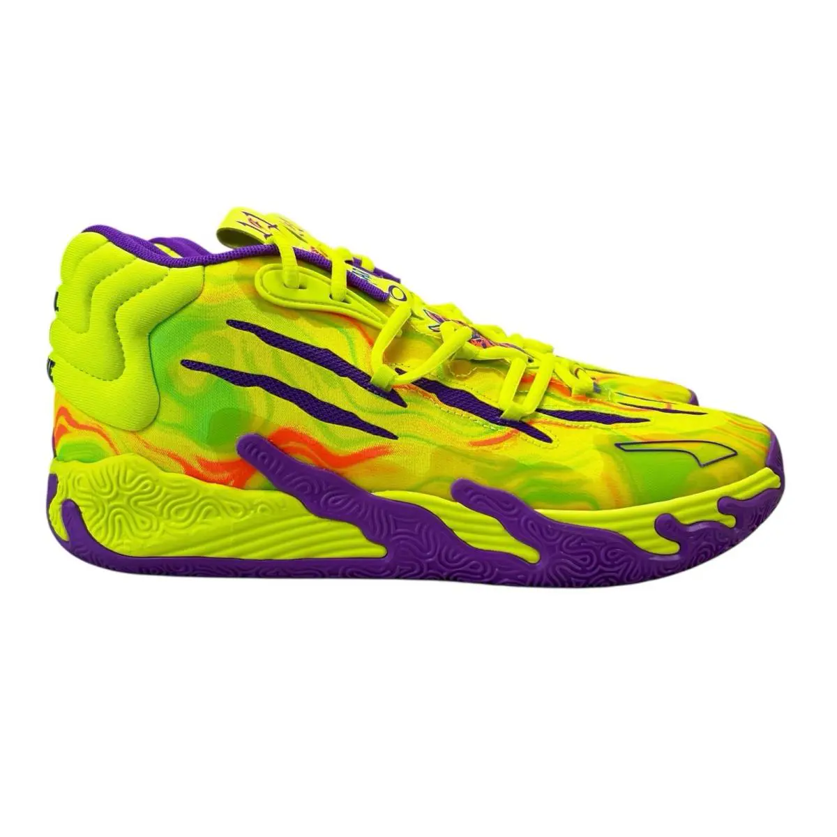 Puma x Lamelo Ball MB.03 Spark Safety Yellow Purple Glimmer Shoes Men`s Size 11 - Yellow