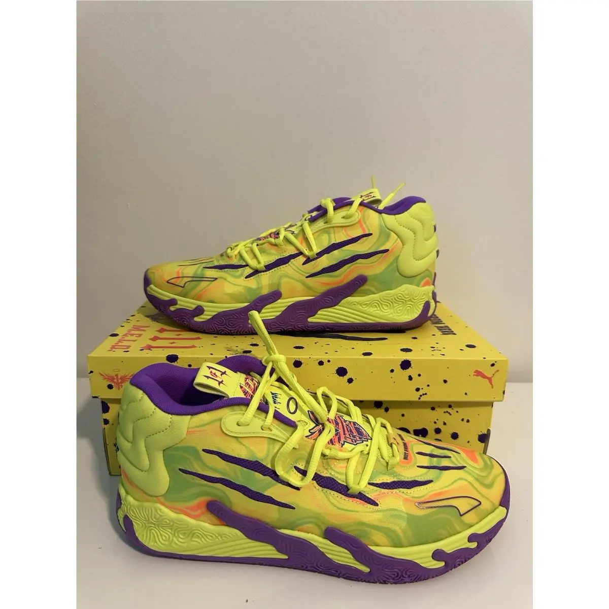 Size 12 Puma MB.03 Mens Basketball Shoes Green Purple Toxic Lamelo 379898-01
