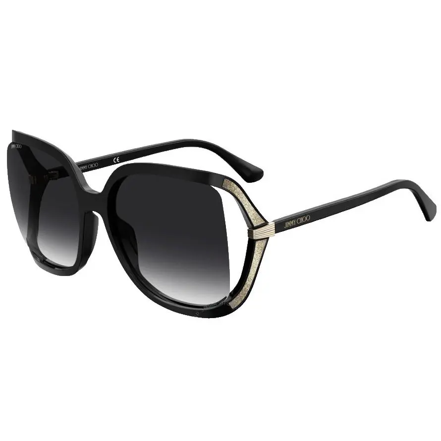 Tilda/s 807 Black Silver Glitter Grey Gradient Lens Women Sunglasses by Jimmy Choo