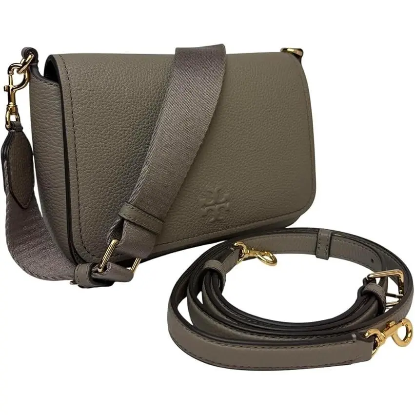 Tory Burch 144688 Thea Flap Grey Heron with Gold Hardware Women`s Crossbody