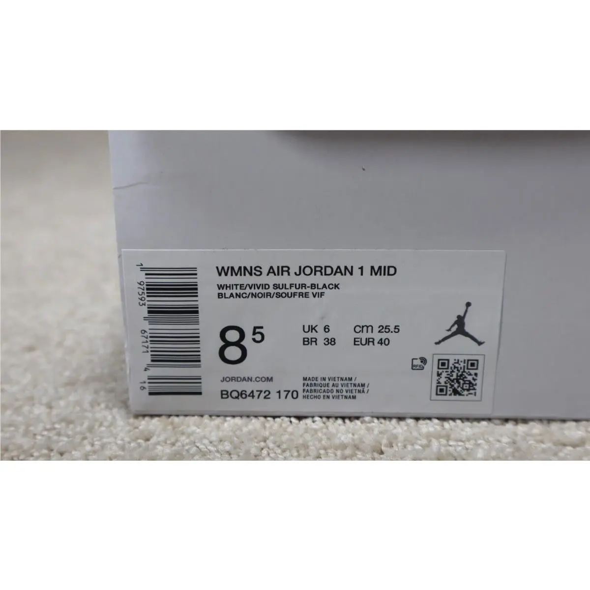 Nike shoes - Nike Air Jordan 1 - Air - BQ6472-170 - Yellow/White/Black 19