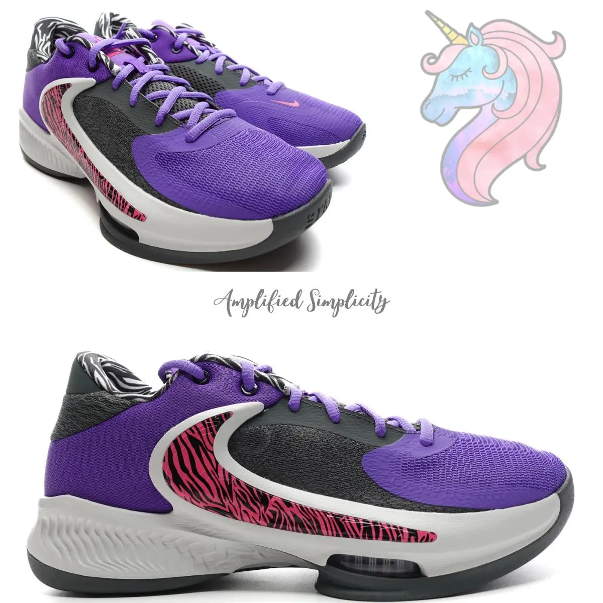 Mens Size 8 Nike Giannis Zoom Freak 4 Lightning Purple Sneakers DO9680 500 - Purple