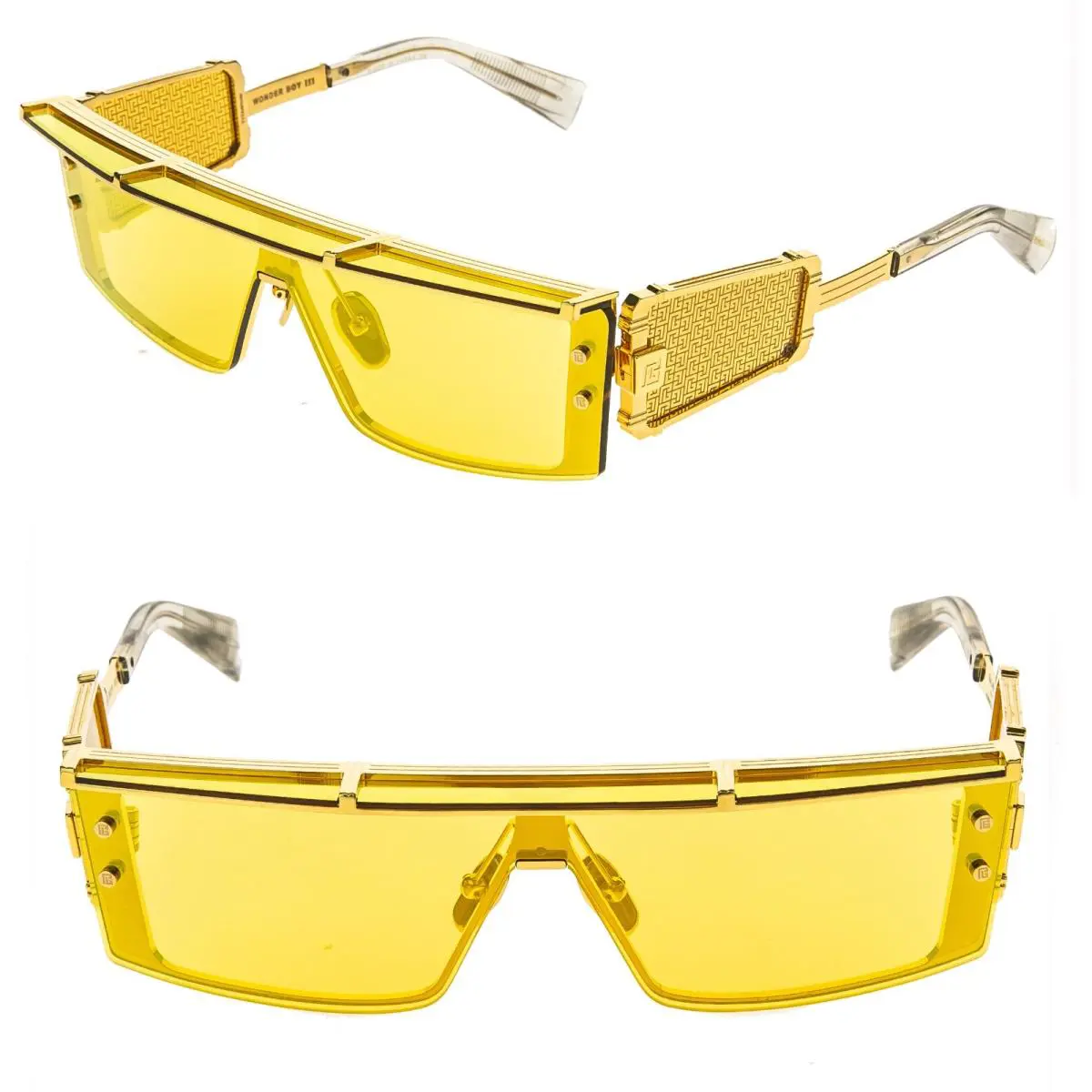 Balmain Wonder Boy Iii BY Akoni BPS127 Titanium Yellow Mirror Bps 127B Sunglass