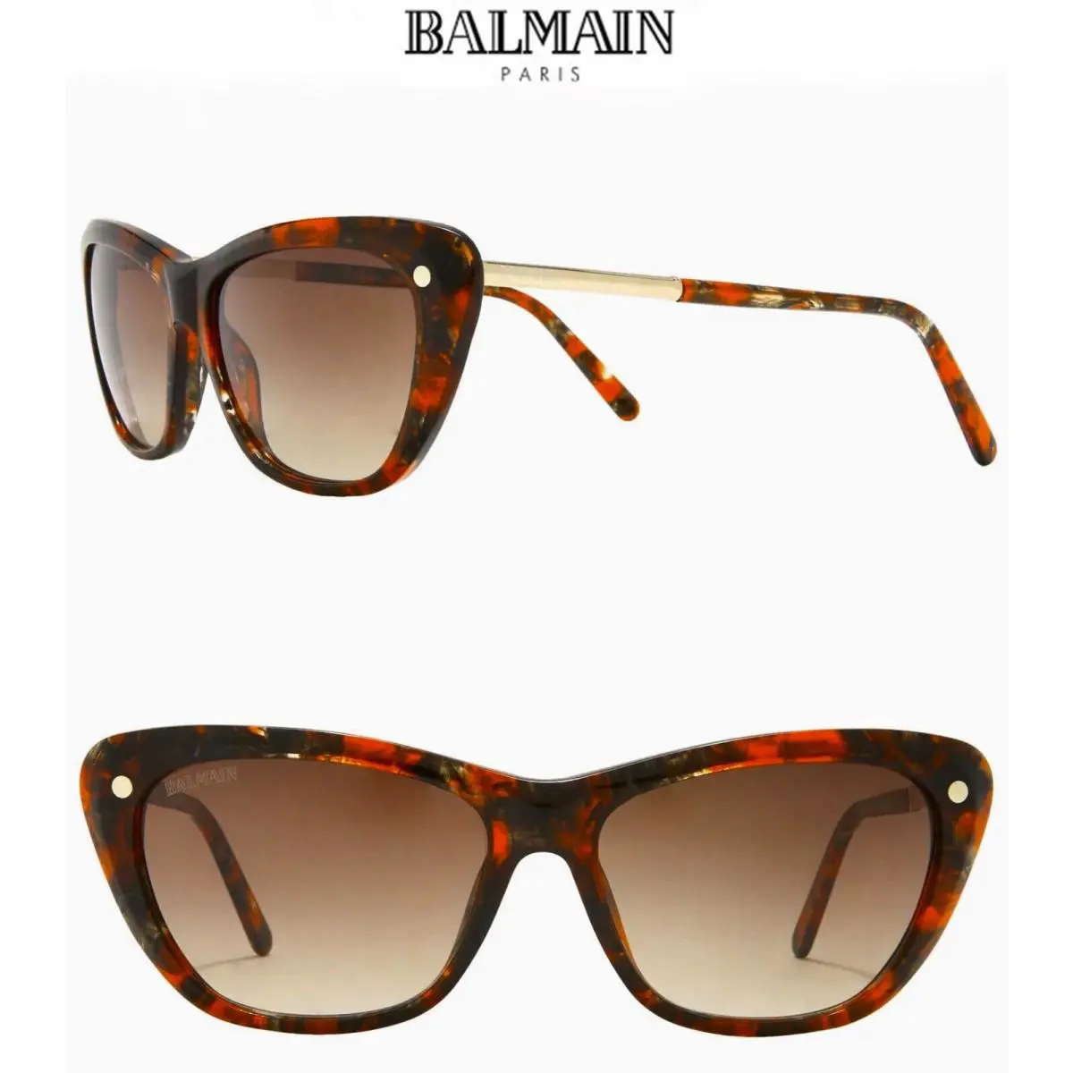 Balmain Paris BL2069 C03 Red Tortoise Gradient Brown Cat Eye Sunglasses. 56 mm