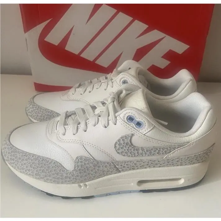 Women`s Size 7 Air Max 1 Safari Summit White Phantom Sneakers FB5059-100 by Nike