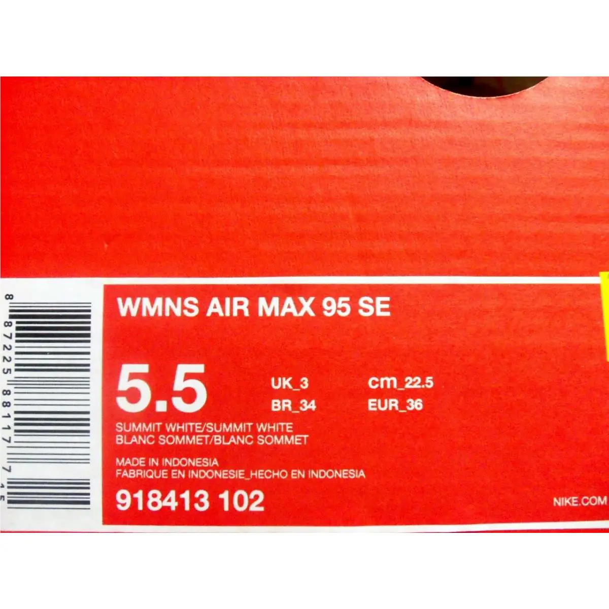 Nike shoes - Nike Air Max 95 - Air Max - 918413-102 - White (UPC: 887225881177) 3