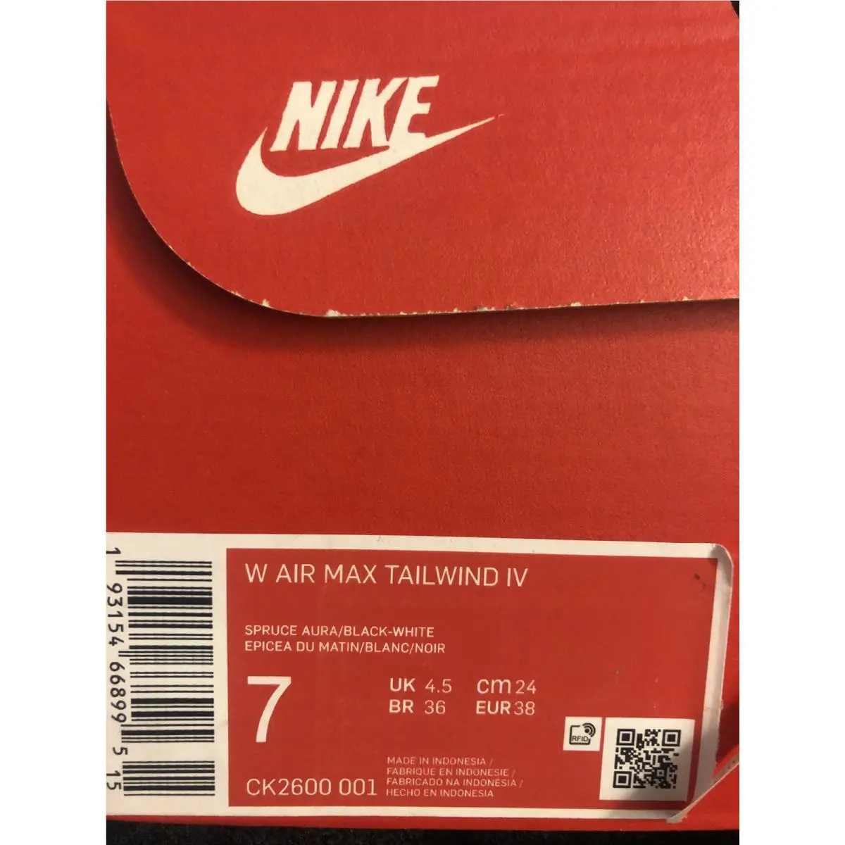 Nike shoes - Nike Air Max Tailwind IV - CK2600-001 - Green, Manufacturer: spruce aura/black/white 9