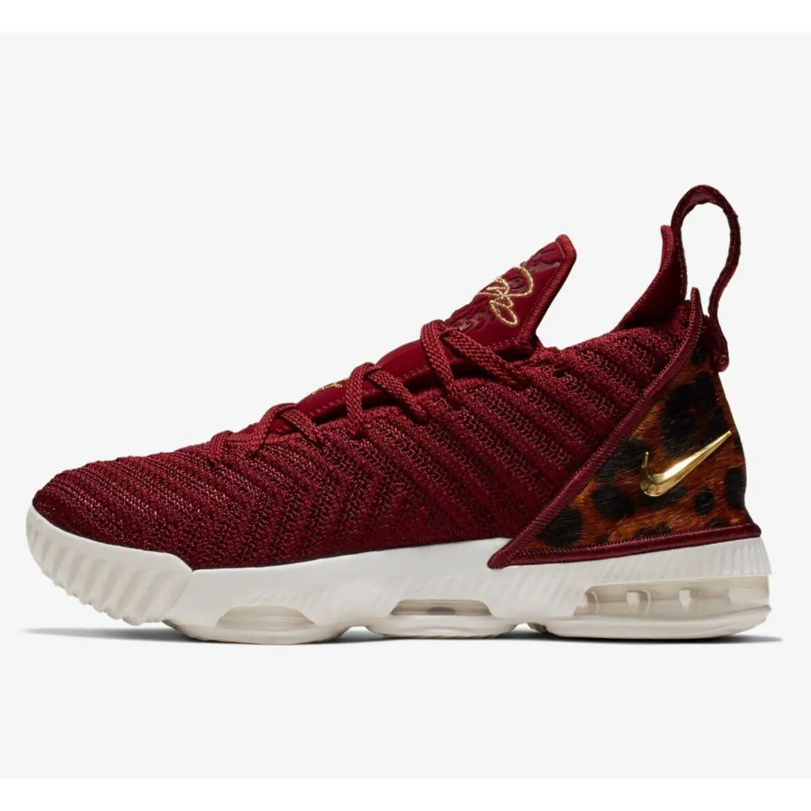 Nike Lebron Xvi GS - 4Y - AQ2465-601 King James Leopard Dark Maroon Gold 16 BG