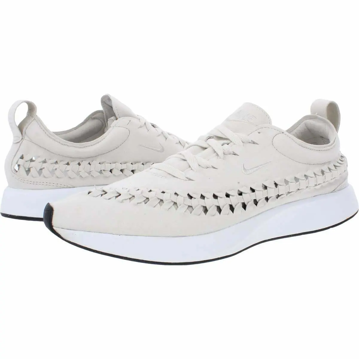 Nike Men`s Dualtone Racer Woven Running Shoes Light Bone/white Black 8 M US - Light Bone/White-Black