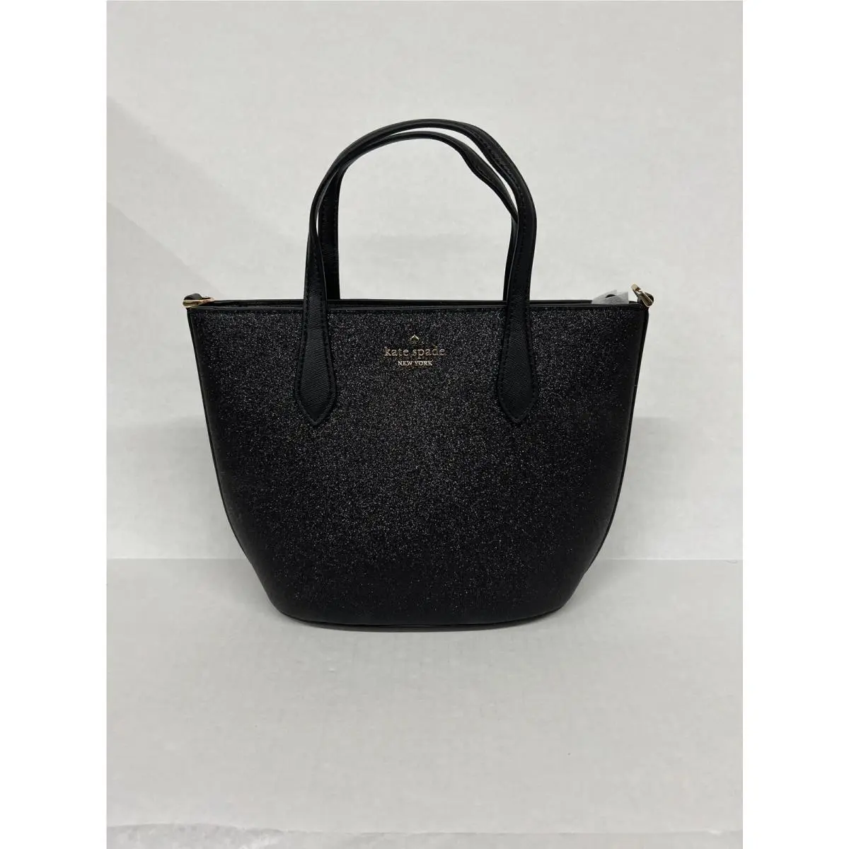 Kate Spade Glimmer Small Black Glitter Fabric Satchel Crossbody Bag Purse