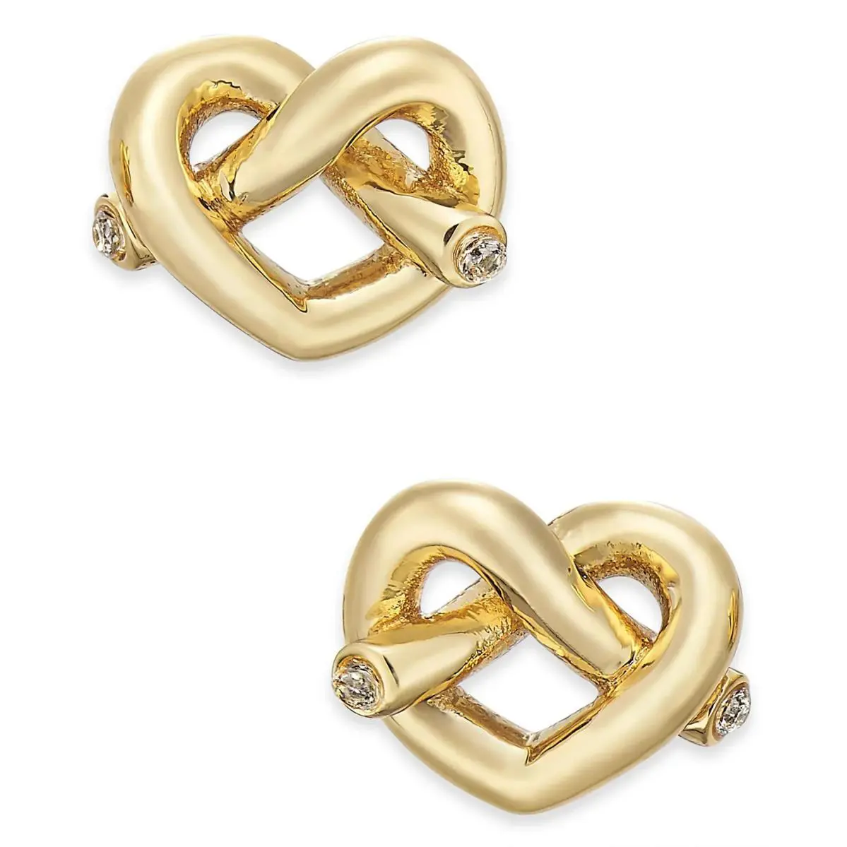 New Kate Spade Loves ME Knot Gold Tone CZ Crystals Earrings + Box