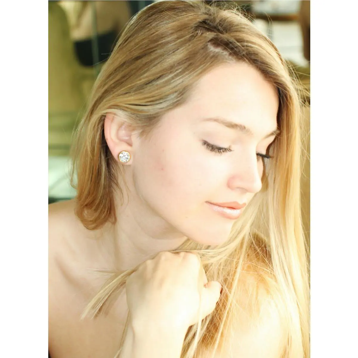 Gumdrop Kate Spade Bezel Set Stud Earrings Clear Gold