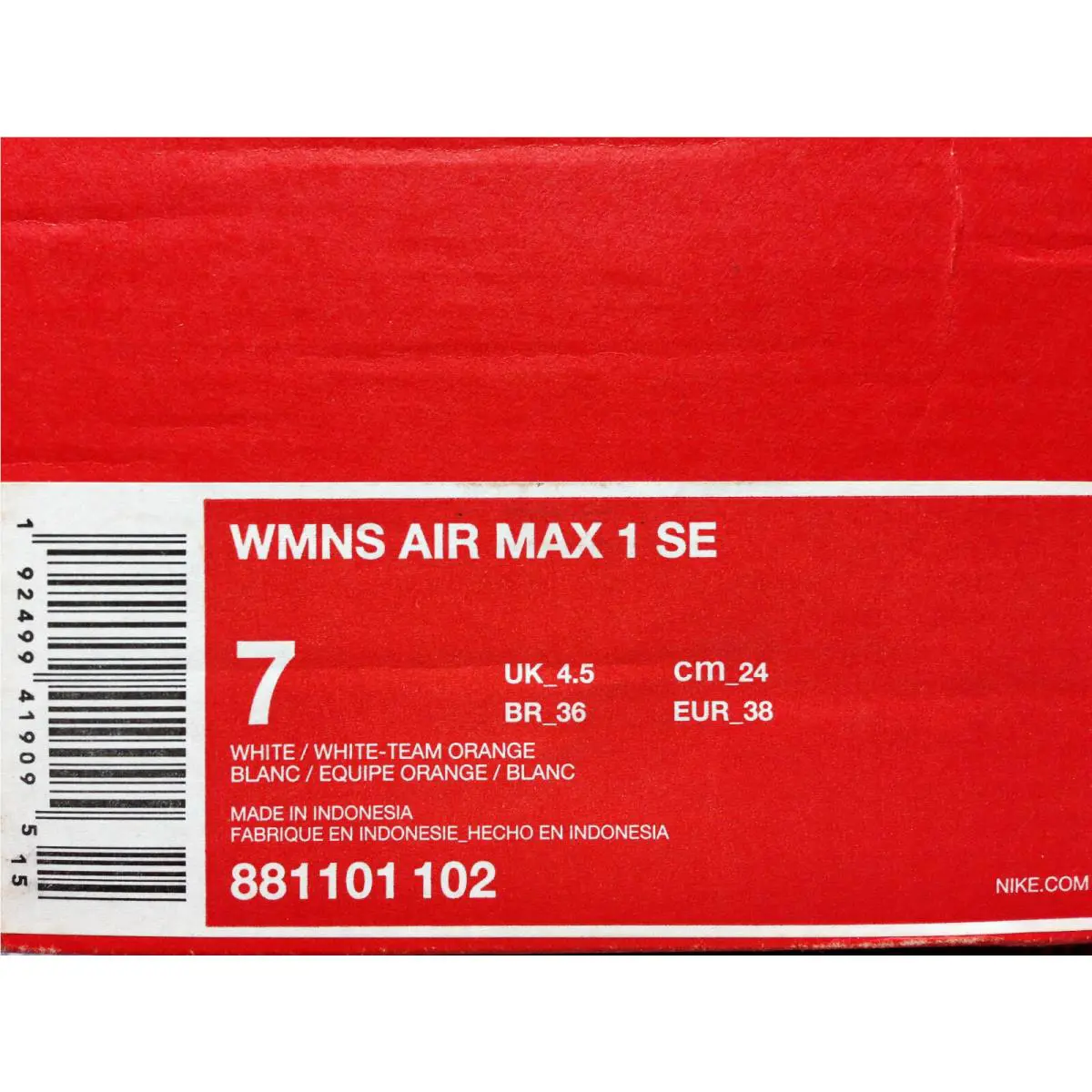 Nike shoes - Nike Air Max 1 - Air Max - 881101-102 - White (UPC: 192499419095) 3