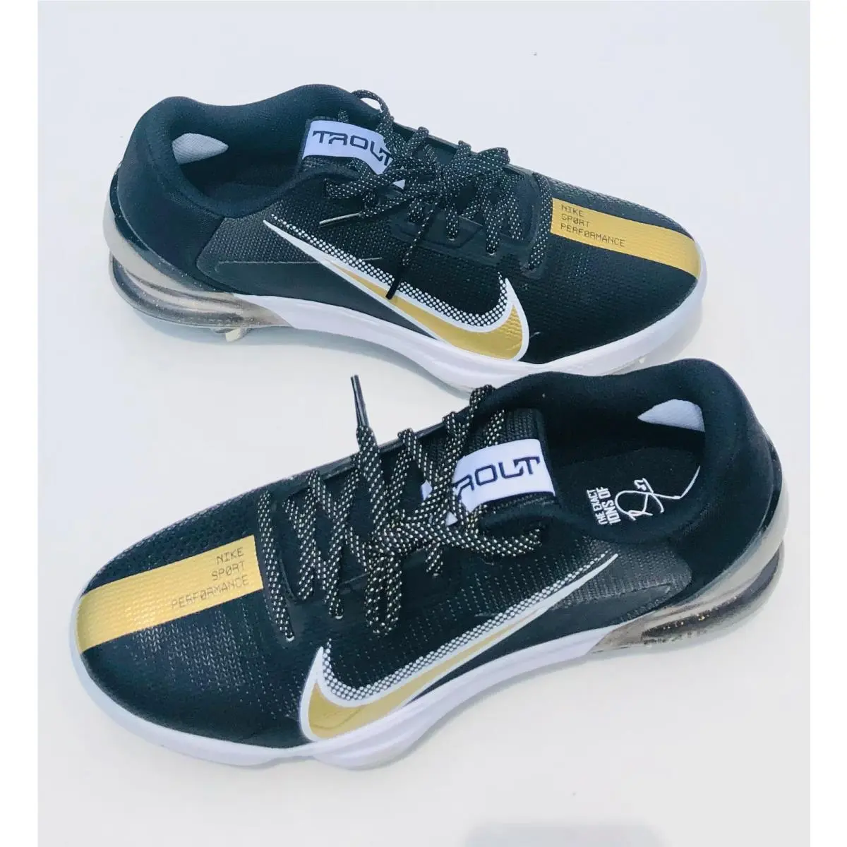 Nike Force Zoom Trout 7 Baseball Cleats CQ7224-012 Black Mettalic Mens Size 11.5 - Black Metallic Gold