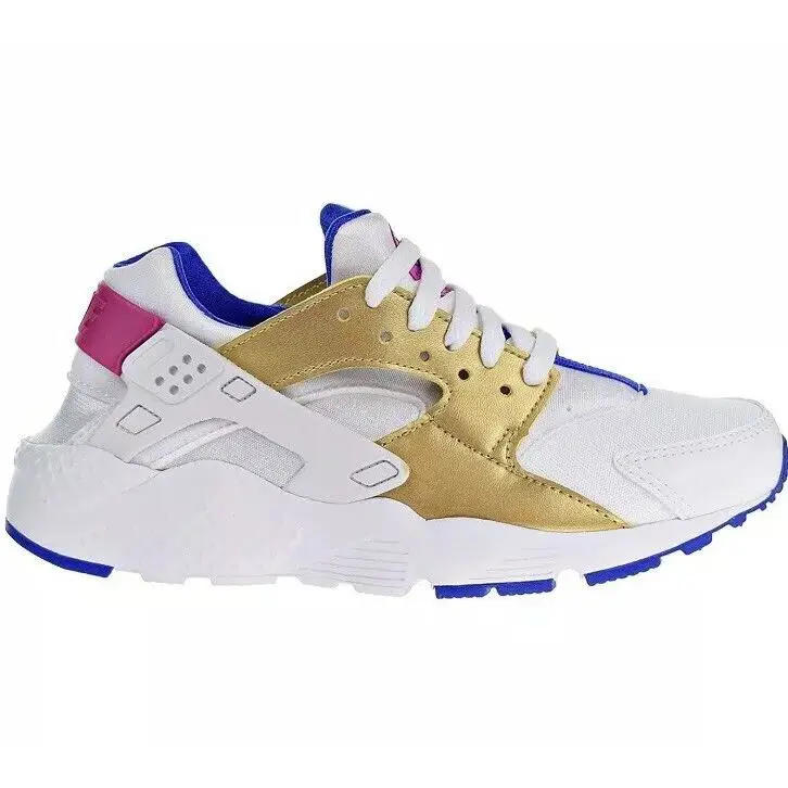 Nike Huarache Run GS White Gold Blue Athletic Big Kids Size 5Y 654280 109 - White
