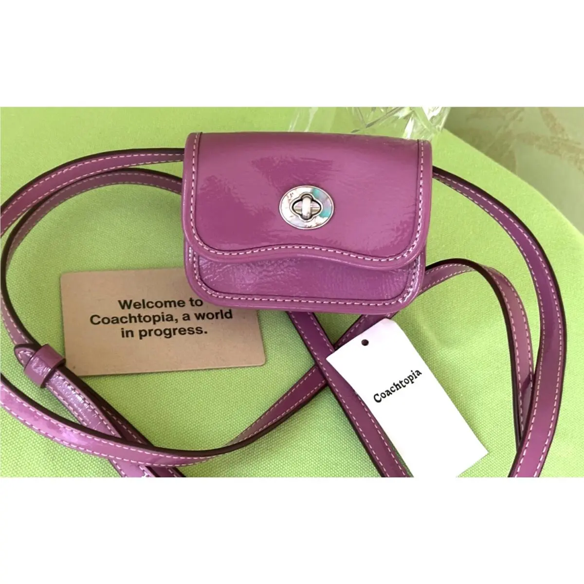 Coach Coachtopia Wavy Wallet Crossbody W/dust Bag Box:nwt Lilac Berry CQ060