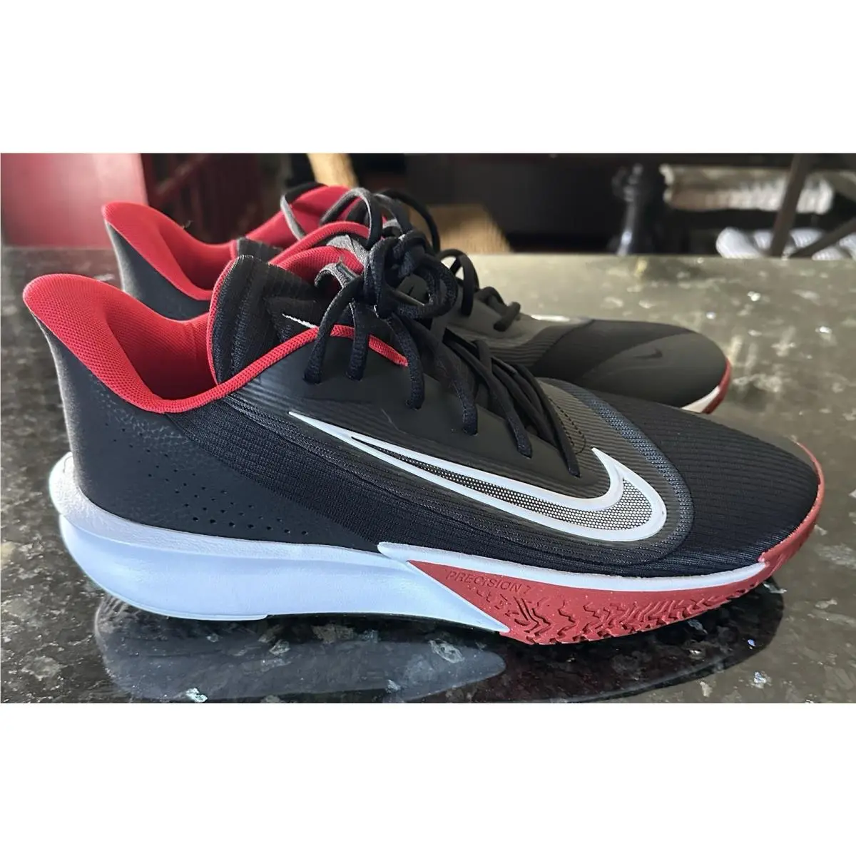 Nike Precision Vii Black White Red Basketball Shoes Mens 13 W 14.5 Sneakers