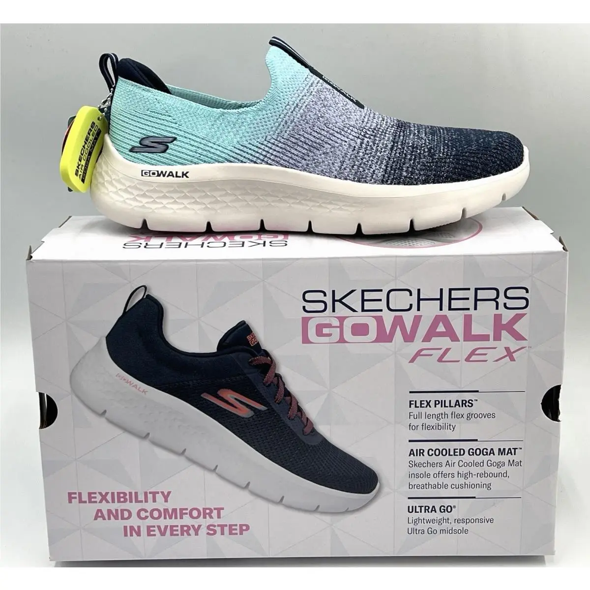 Skechers shoes - GO WALK FLEX CALI SUNSET - 124827 - navy aqua 10