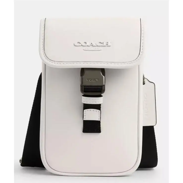 Coach Racer CT886 Phone Messenger Crossbody Bag In Chalk Leather