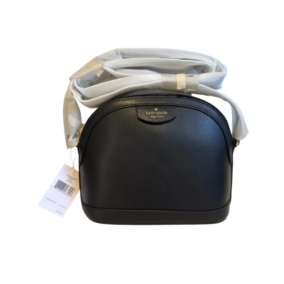 Kate Spade Sylvia XL Dome Black Leather Zipper Crossbody Bag